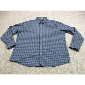 UNTUCKit Shirt Adult 2XL XXL Blue White Flannel Stretch Casual Button Up Mens
